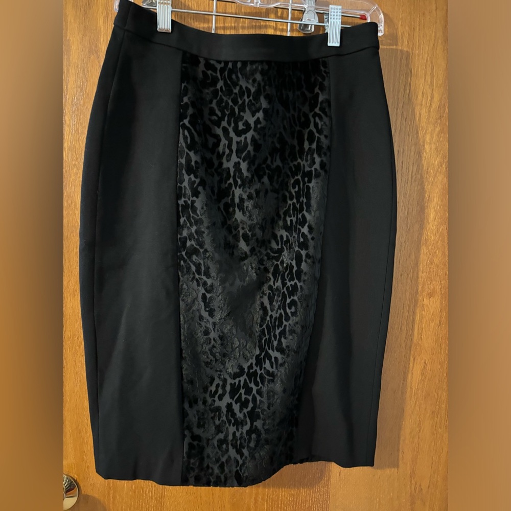 ANN TAYLOR Womens Rayon Polyester Pencil Skirt Velvet Flocking Black‎ 6